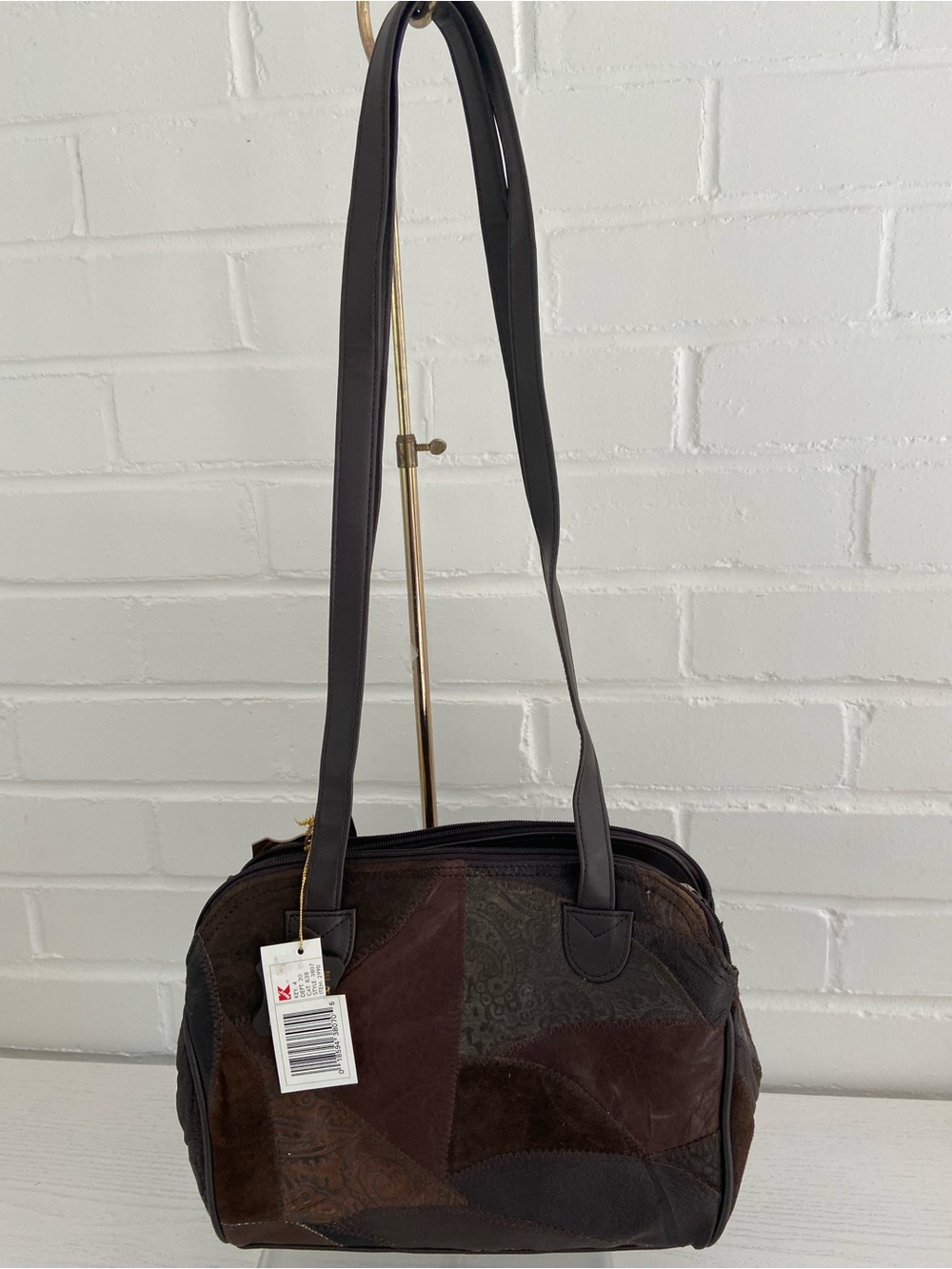 new with tags classic retro vintage brown leather shoulder purse from kmart